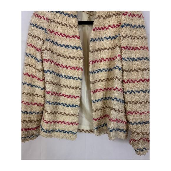 Vintage White Stag Bouclé Jacket Women’s Medium Made in USA Striped Retro Lined - Picture 7 of 12